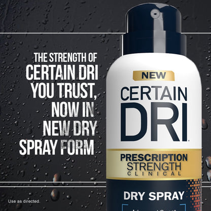 Certain Dri Prescription Strength Antiperspirant Deodorant Dry Spray for Men and Women 119g