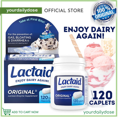 Lactaid Original Strength 120 Caplets Lactose Intolerance Relief