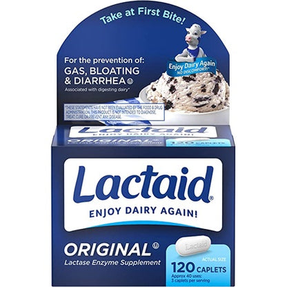 Lactaid Original Strength 120 Caplets Lactose Intolerance Relief