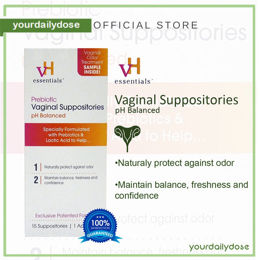 VH essentials Prebiotic PH Balanced Vaginal Suppositories Box 15 Count