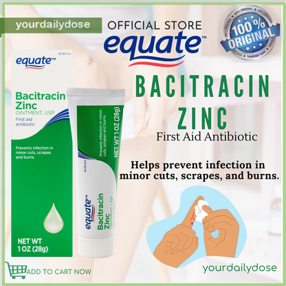 Equate Bacitracin Zinc USP Ointment First Aid Antibiotic 1 oz ( 28g)